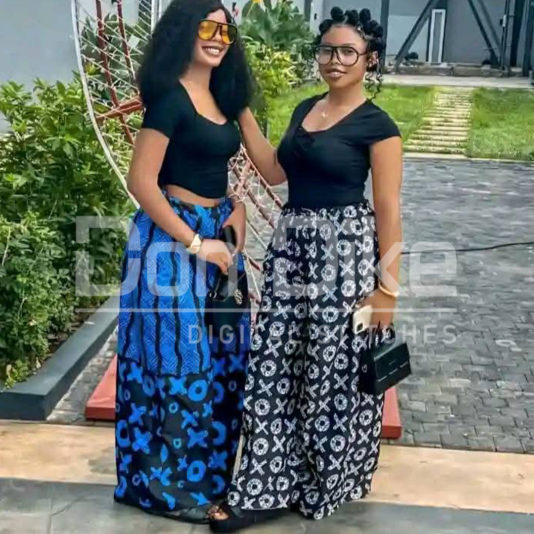 Dyed printed wide leg pants