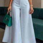 White hip fitted flared pants