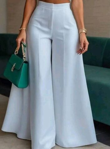 White hip fitted flared pants