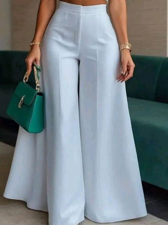 White hip fitted flared pants